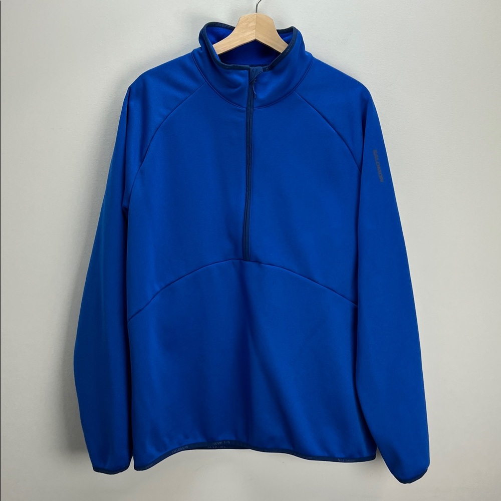 Salomon Essential Warm Half Zip Fleece Pullover Blue Mens Large Gorpcore